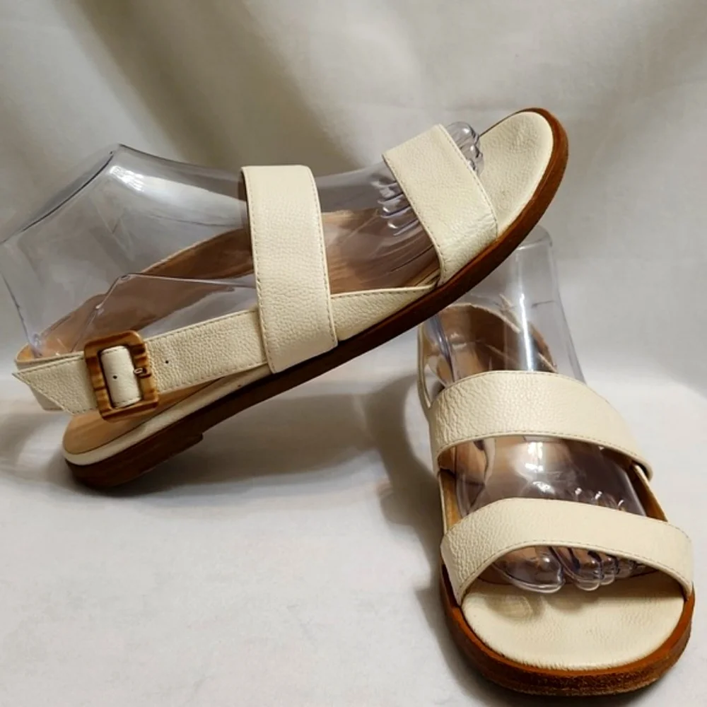 Jimmy Choo London Open Toe Leather Elegant Cream Sandals (w size 39.5) - Picture 4 of 14
